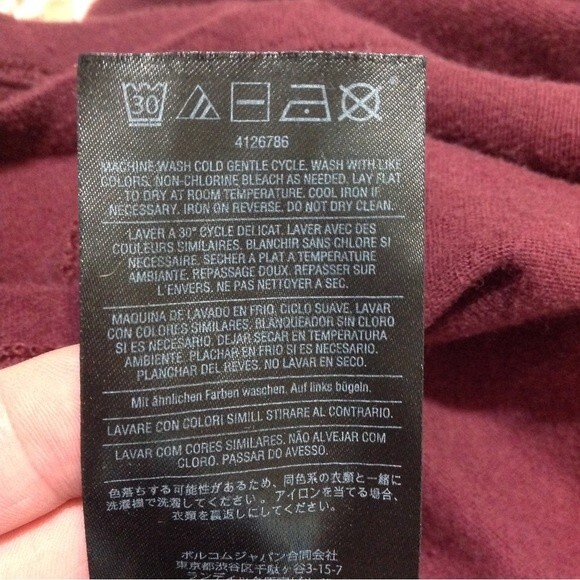 VOLCOM Size Medium 100% Cotton Maroon Oversized Crop Top Short Sleeve Crewneck - Picture 7 of 9